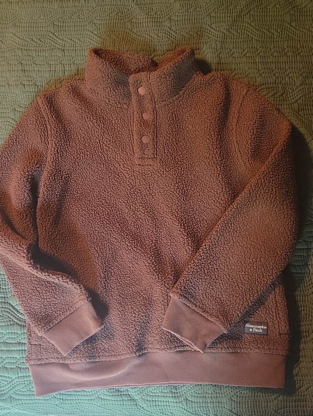 Abercrombie & Fitch Boys Brown Brown Sherpa Quarter-Snap Pullover